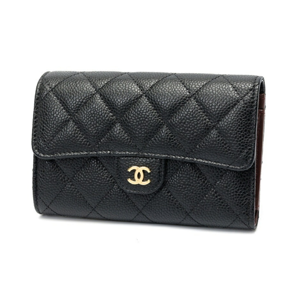 CHANEL Black Caviar Leather Wallet